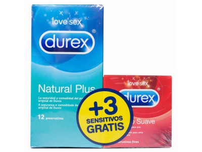 Durex Preservativos Natural Plus 12 uds. + 3 Sensitivos