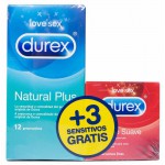 Durex preservativos natural plus 12 unidades + 3 sensitivos