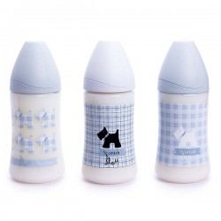 Suavinex Biberón Boca Ancha Scottish Blue Tetina de Látex +0m 270ml