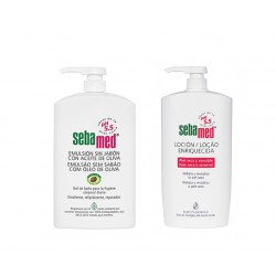 Sebamed pack Emulsión Sin Jabón Oliva 1 litro + Loción Enriquecida 1 litro