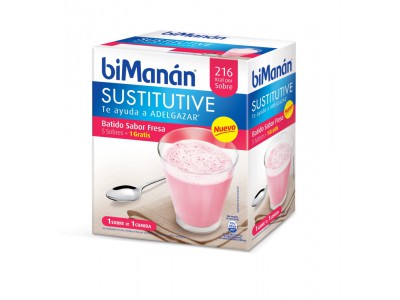 Bimanan Sustitutive Batido Fresa 5 Sobres x 55g. Bimanan Sustitutive Batido Fresa 5 Sobres x 55g.