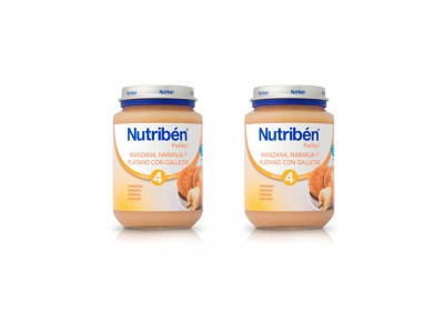 Nutriben Pack Potito Manzana, Naranja y Plátano Con Galleta 2x250g