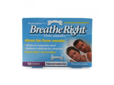 Tiras Nasal Breathe Right Transp.Grande 10 uds. Tiras Nasal Breathe Right Transp.Grande 10 uds.