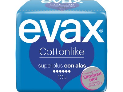 Evax Compresa Cottonlike Superplus con Alas 10uds. Evax Compresa Cottonlike Superplus con Alas 10uds.