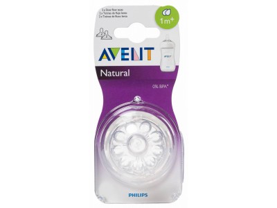 Avent Tetina Natural + 1mFlujo Lento 2 uds.