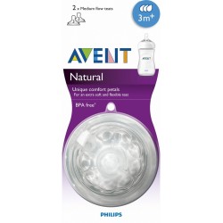 Avent Tetina Natural +3m Flujo Medio 2 uds.