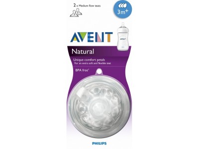 Avent Tetina Natural +3m Flujo Medio 2 uds.